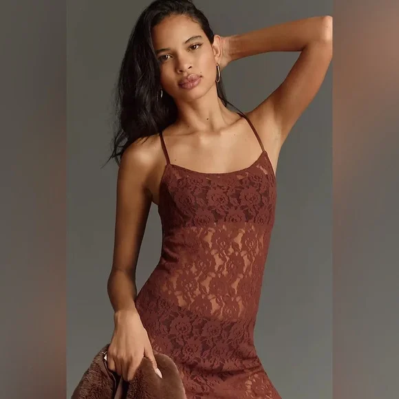 Anthropologie Lace Godet Maxi Slip Dress - Picture 3 of 12